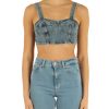 Donna TOMMY JEANS | Top In Denim Con Ricamo Logo Blu