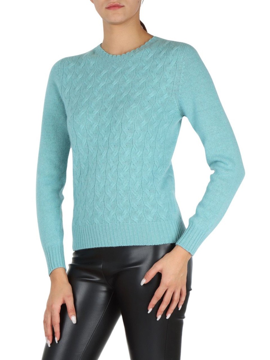 Donna MARKUP | Maglia A Trecce In Misto Lana Merino - Viscose And Cashmere Azzurro