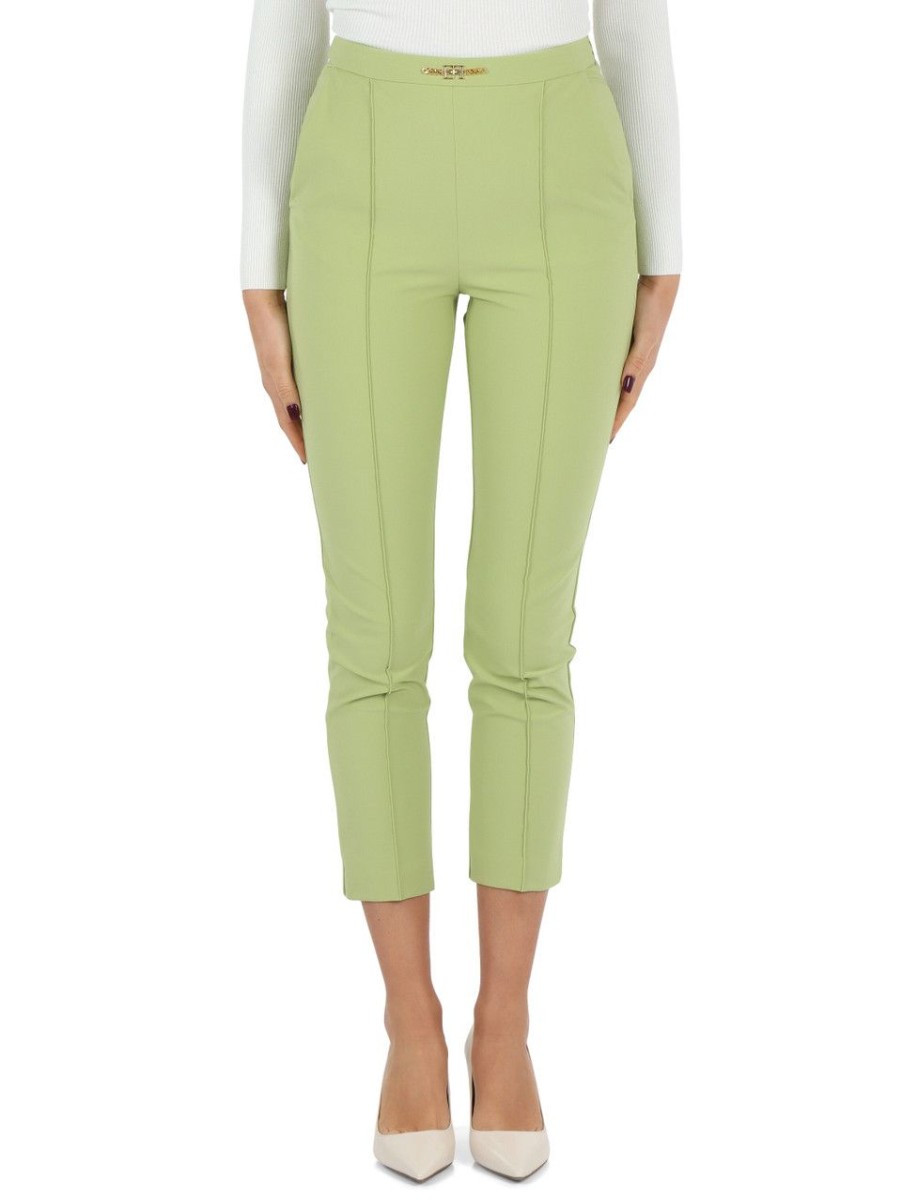 Donna ELISABETTA FRANCHI | Pantalone In Tessuto Tecnico Bielastico Verde