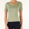 Donna GUESS | T-Shirt In Tessuto Stretch Con Logo In Strass Verde