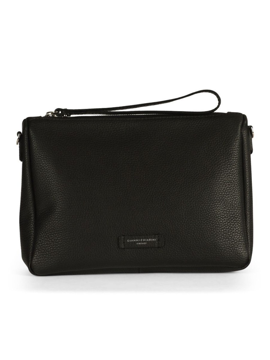 Donna GIANNI CHIARINI | Borsa Nora Pouch In Pelle Martellata Nero