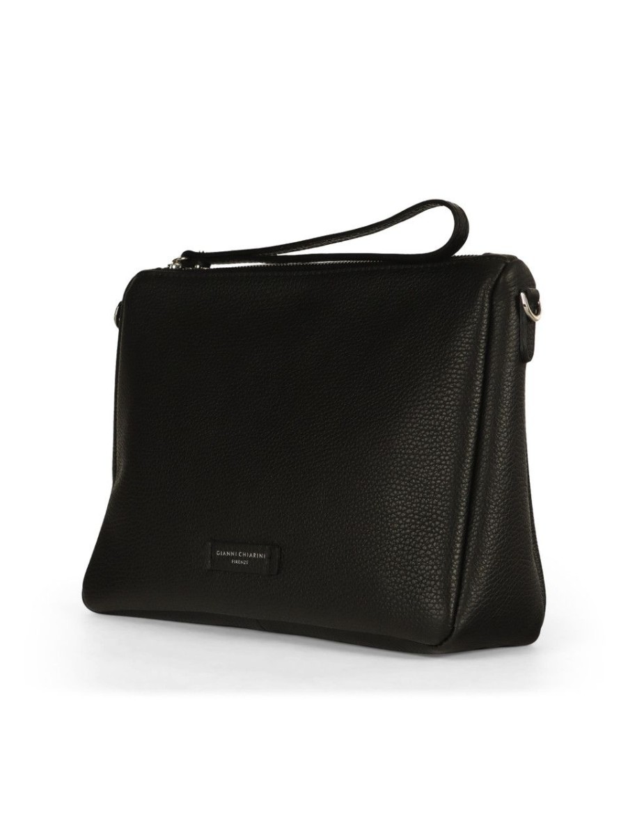 Donna GIANNI CHIARINI | Borsa Nora Pouch In Pelle Martellata Nero