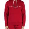 Uomo TOMMY HILFIGER | Felpa Con Cappuccio In Misto Cotone Con Ricamo Logo Rosso Scuro