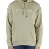 Uomo CALVIN KLEIN | Felpa In Cotone Garzato Con Cappuccio E Scritta Logo Salvia