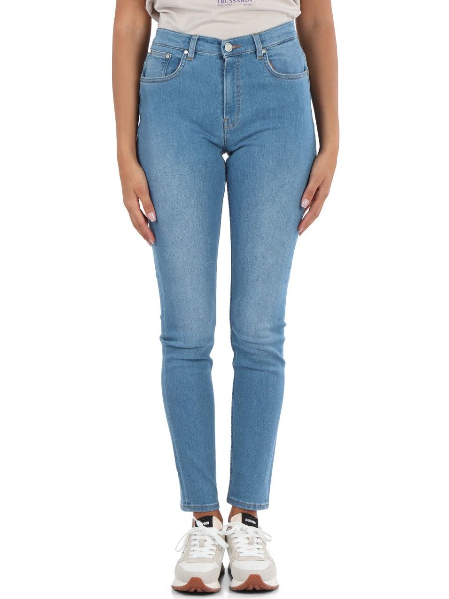 Donna TRUSSARDI | Pantalone Jeans Cinque Tasche 105 Skinny Blu Chiaro