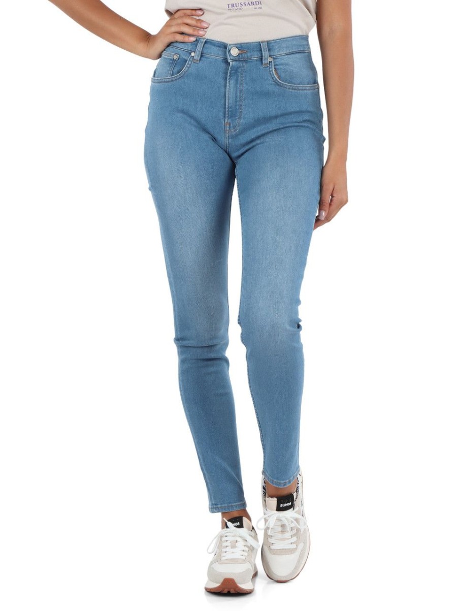 Donna TRUSSARDI | Pantalone Jeans Cinque Tasche 105 Skinny Blu Chiaro