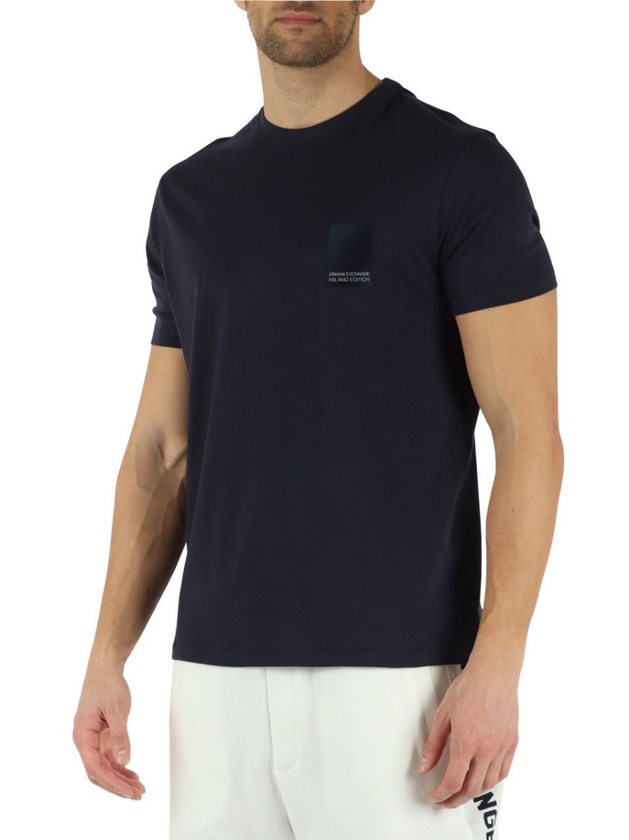 Uomo ARMANI EXCHANGE | T-Shirt Asv Regular Fit In Cotone Blu Scuro