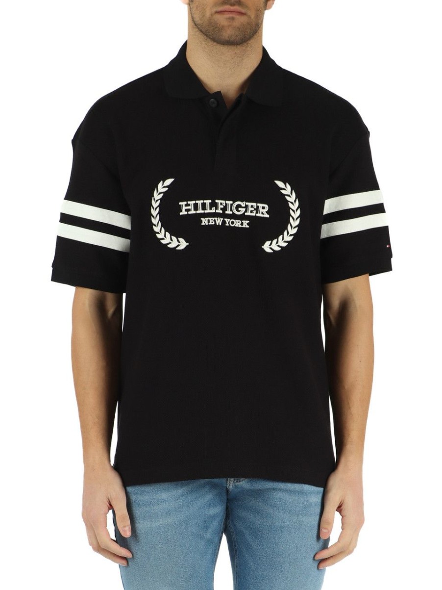 Uomo TOMMY HILFIGER | Polo Archive Fit Con Ricamo Logo Frontale Nero