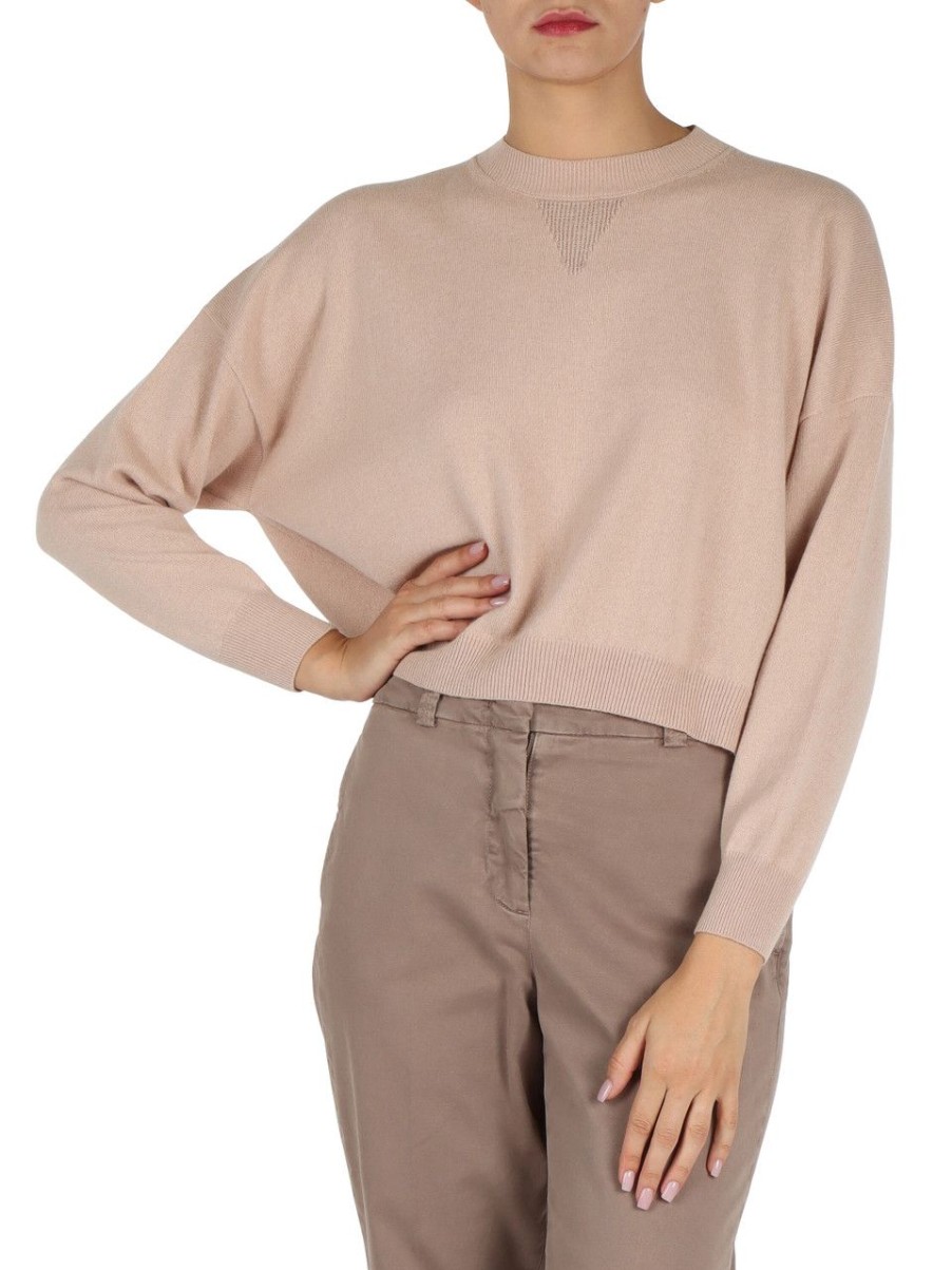 Donna PESERICO | Maglia Girocollo In Lana - Seta E Cashmere Beige