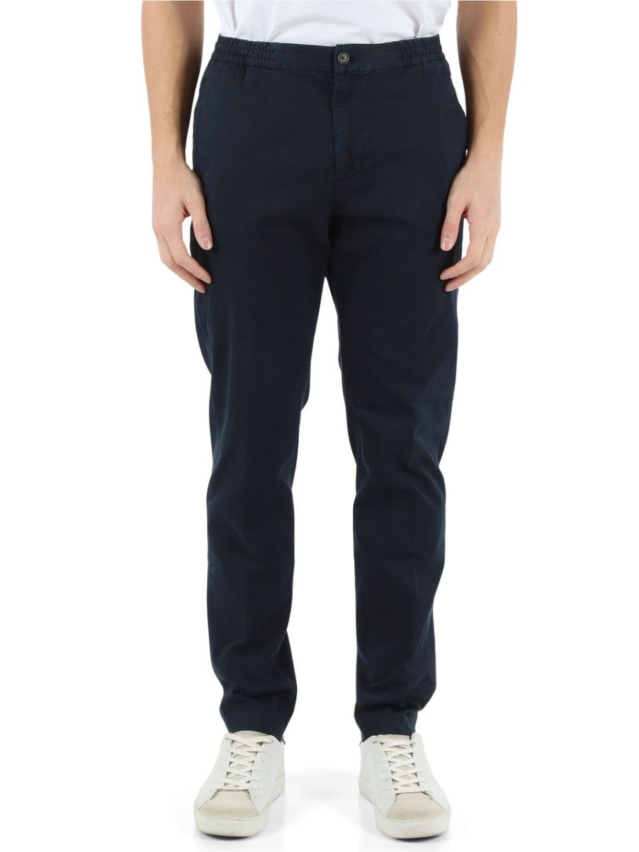 Uomo TOMMY HILFIGER | Pantalone In Cotone Stretch Harlem Relaxed Tapered Fit Blu Scuro