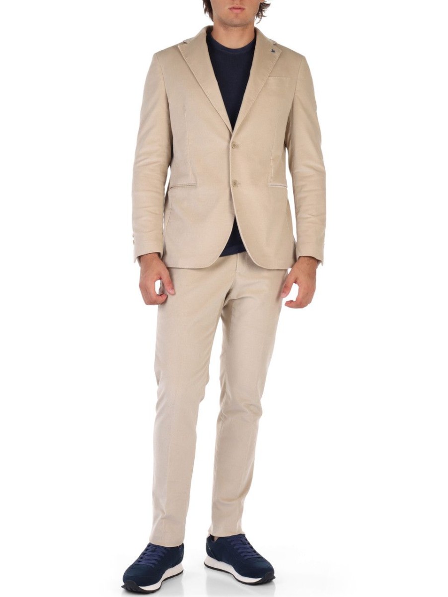 Uomo AT.P.CO | L'Abito Vienna Comprende Giacca E Pantalone In Velluto Beige