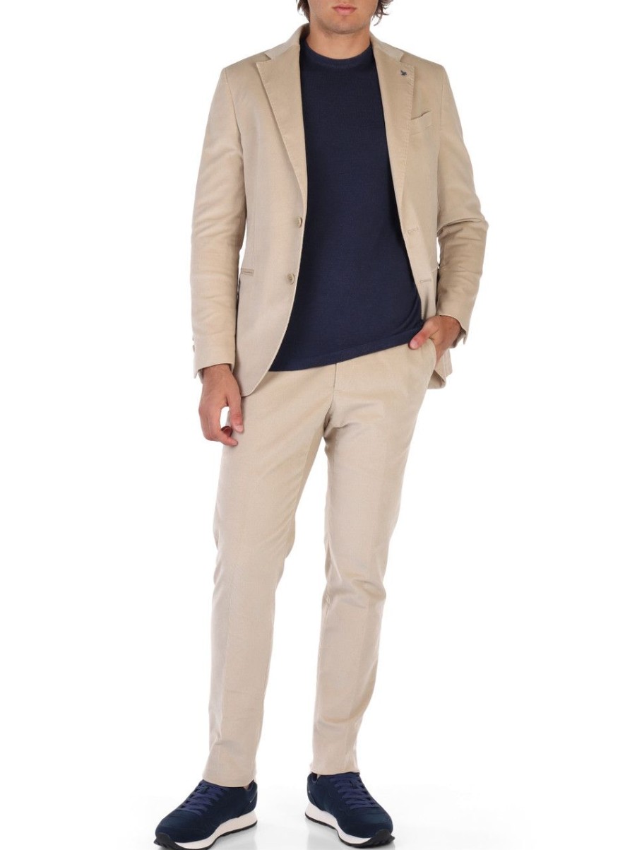 Uomo AT.P.CO | L'Abito Vienna Comprende Giacca E Pantalone In Velluto Beige