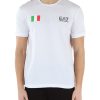 Uomo EA7 | T-Shirt In Cotone Con Stampa Bandiera Italiana Bianco