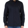 Uomo TOMMY HILFIGER | Camicia Regular Fit In Cotone Con Ricamo Logo Blu Scuro