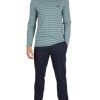 Uomo EMPORIO ARMANI | Pigiama In Cotone Composto Da T-Shirt Maniche Lunghe E Pantaloni Blu