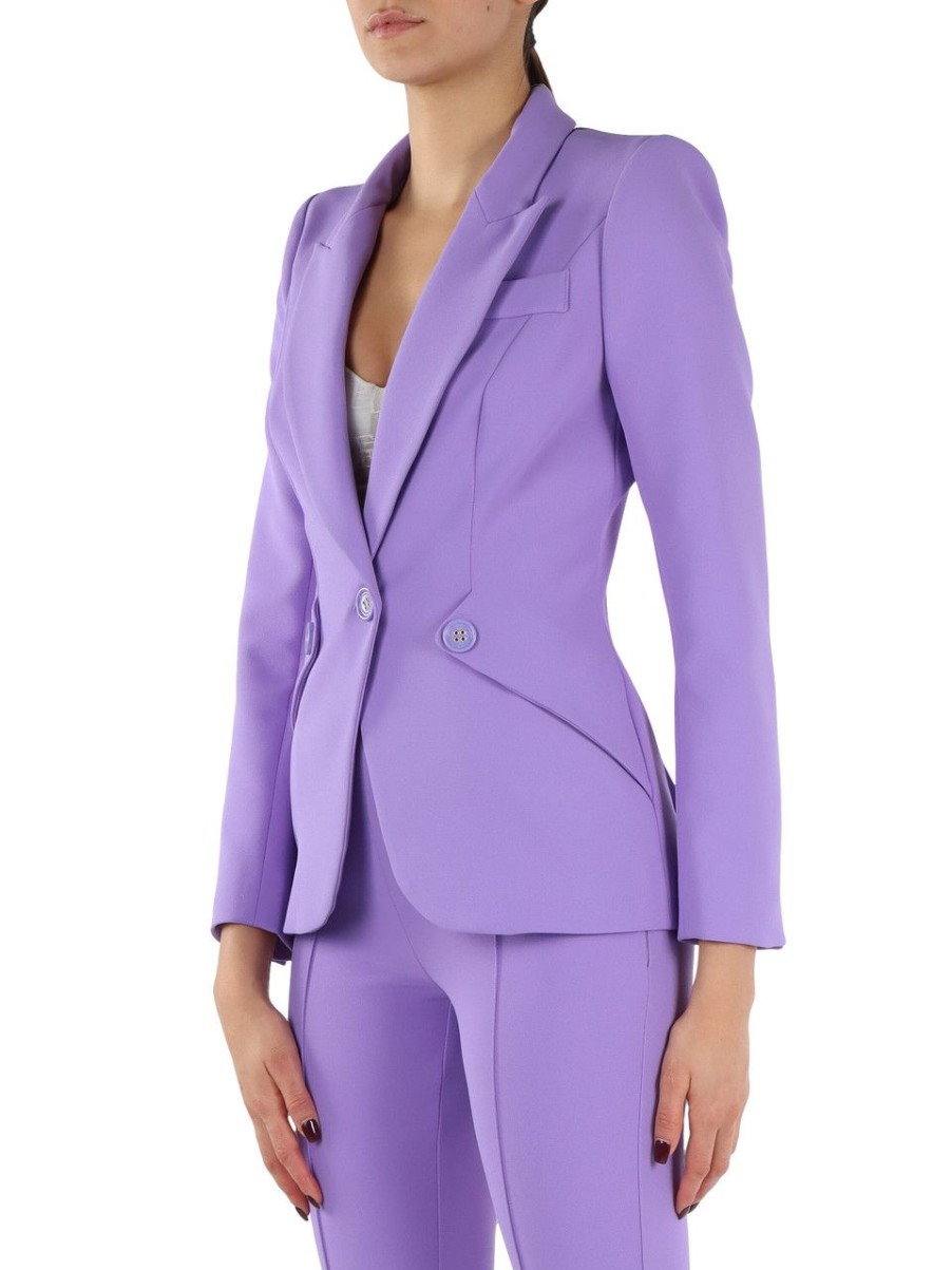 Donna ELISABETTA FRANCHI | Giacca Monopetto In Crepe Stretch Viola Chiaro