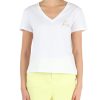 Donna REPLAY | T-Shirt Collo A V In Cotone Con Scritta Logo Bianco