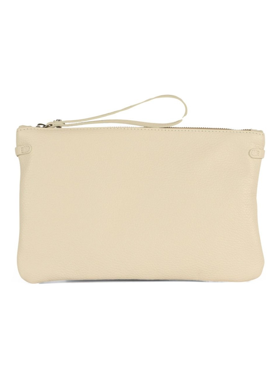 Donna GIANNI CHIARINI | Pochette Hermy In Pelle Grana Dollaro Panna