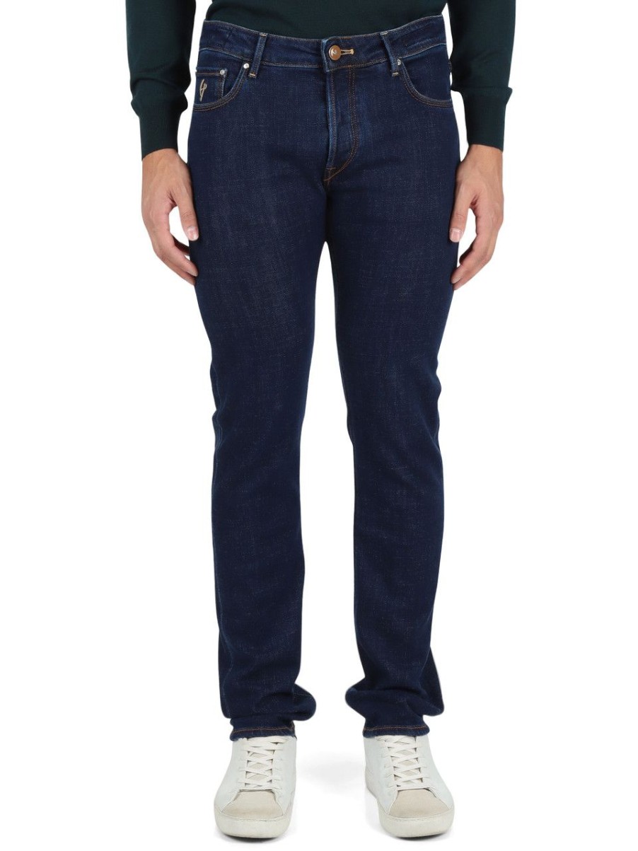 Uomo HANDPICKED | Pantalone Jeans Cinque Tasche Ravello Blu Scuro