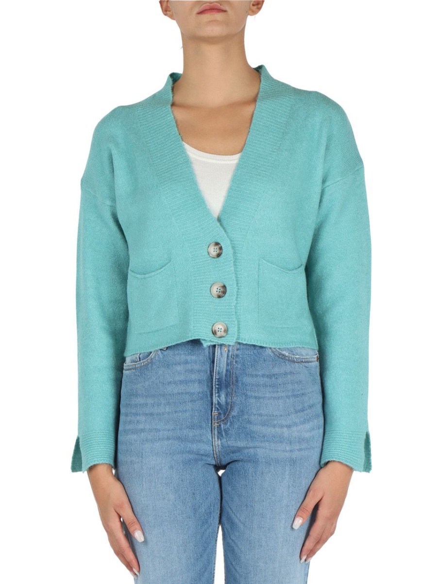 Donna MARKUP | Cardigan Con Tasche Frontali Azzurro