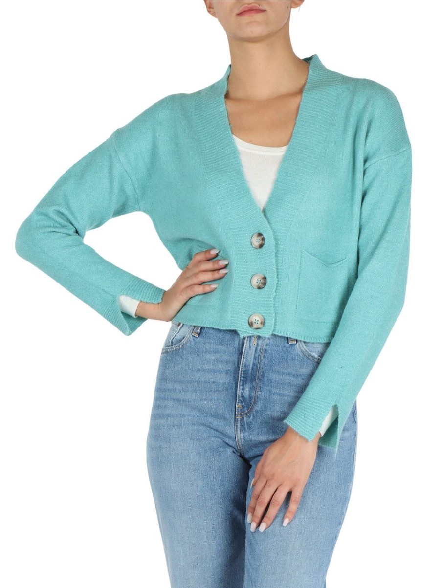 Donna MARKUP | Cardigan Con Tasche Frontali Azzurro