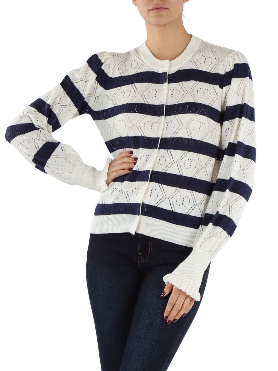 Donna TWINSET | Cardigan In Cotone E Cashmere A Righe