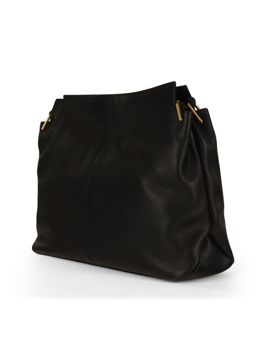 Donna GIANNI CHIARINI | Borsa A Spalla In Pelle Martellata Leila Large Nero