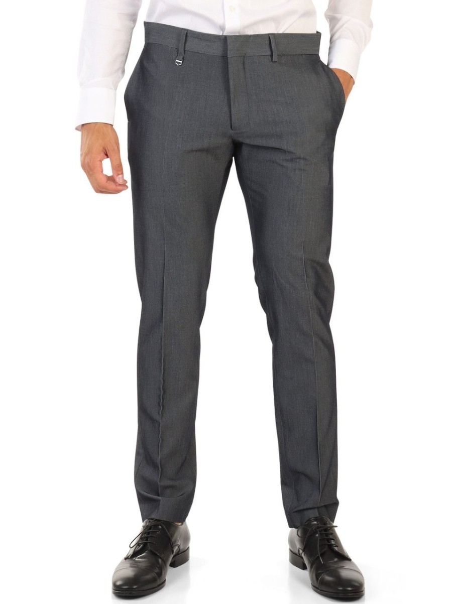 Uomo ANTONY MORATO | Pantalone Bonnie Slim Fit In Misto Viscosa Grigio Scuro