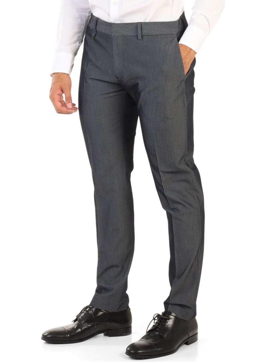 Uomo ANTONY MORATO | Pantalone Bonnie Slim Fit In Misto Viscosa Grigio Scuro