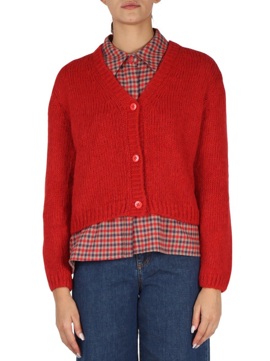 Donna NIÙ | Cardigan In Misto Alpaca Rosso