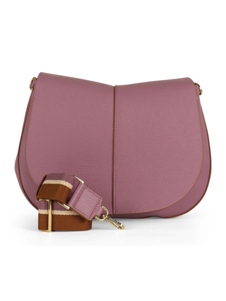 Donna GIANNI CHIARINI | Borsa A Spalla Helena Round In Pelle Grana Dollaro Viola Chiaro