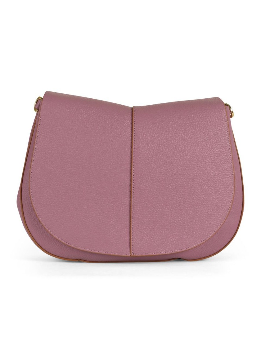 Donna GIANNI CHIARINI | Borsa A Spalla Helena Round In Pelle Grana Dollaro Viola Chiaro