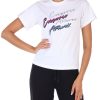 Donna EMPORIO ARMANI | T-Shirt In Cotone Con Scritta Logo In Strass Bianco