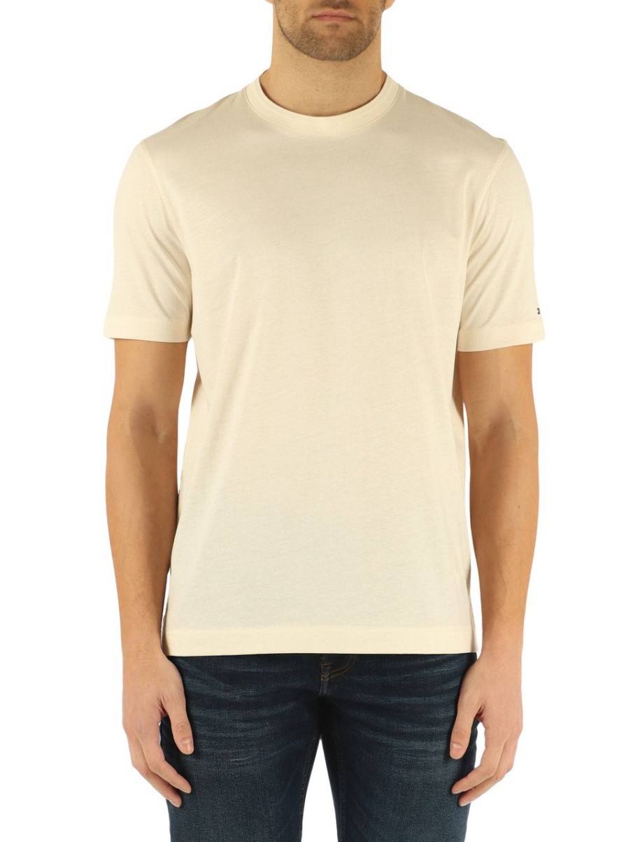 Uomo TOMMY HILFIGER | T-Shirt In Cotone Mercerizzato Panna