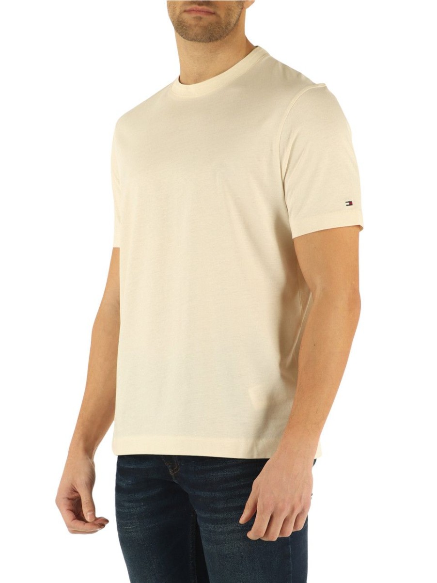 Uomo TOMMY HILFIGER | T-Shirt In Cotone Mercerizzato Panna