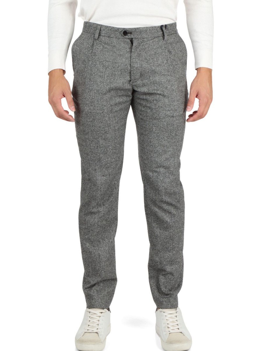 Uomo TOMMY HILFIGER | Pantalone Hampton Slim Tapered Fit In Misto Lana E Seta Grigio