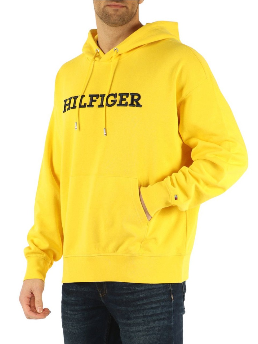 Uomo TOMMY HILFIGER | Felpa Con Cappuccio In Cotone Garzato Archive Fit Giallo