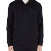 Uomo EMPORIO ARMANI | Felpa Con Zip In Double Jersey Di Misto Cotone Blu Scuro