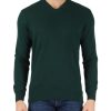 Uomo REFABRICS | Maglia Collo A V In Cashmere Verde Scuro