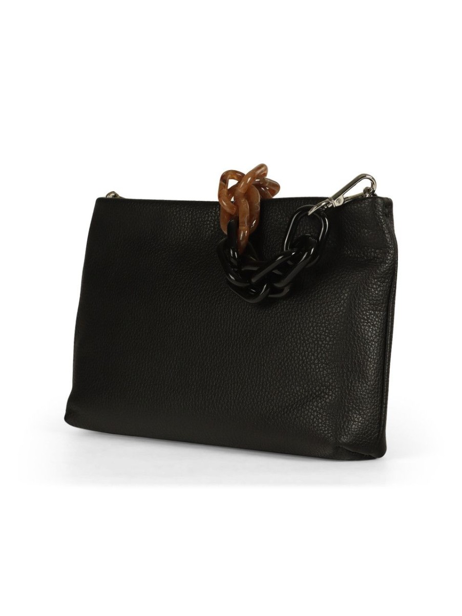 Donna GIANNI CHIARINI | Pochette In Pelle Grana Dollaro Brenda Nero