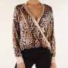 Donna MARCIANO GUESS | Blusa In Satin Con Inserti A Contrasto Animalier