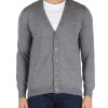 Uomo ALPHA STUDIO | Cardigan Slim Fit In Lana Merino Extrafine Grigio