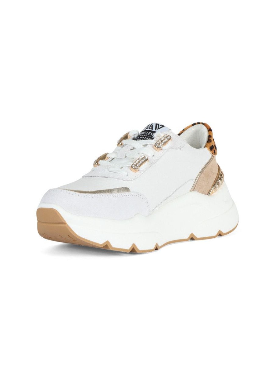 Donna EMANUELLE VEE | Sneakers In Pelle E Tessuto Con Inserti A Contrasto Bianco