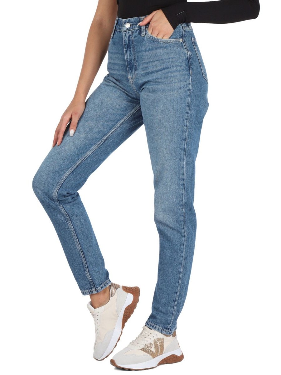 Donna CALVIN KLEIN | Pantalone Jeans Cinque Tasche Mom Fit Blu Chiaro