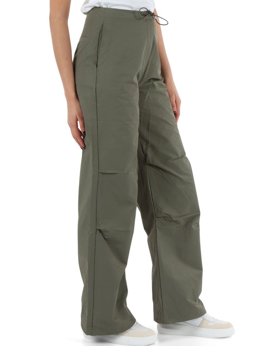 Donna CALVIN KLEIN JEANS | Pantalone Gamba Larga In Tessuto Tecnico Verde Militare