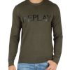 Uomo REPLAY | Maglia Girocollo In Cotone E Cashmere Verde