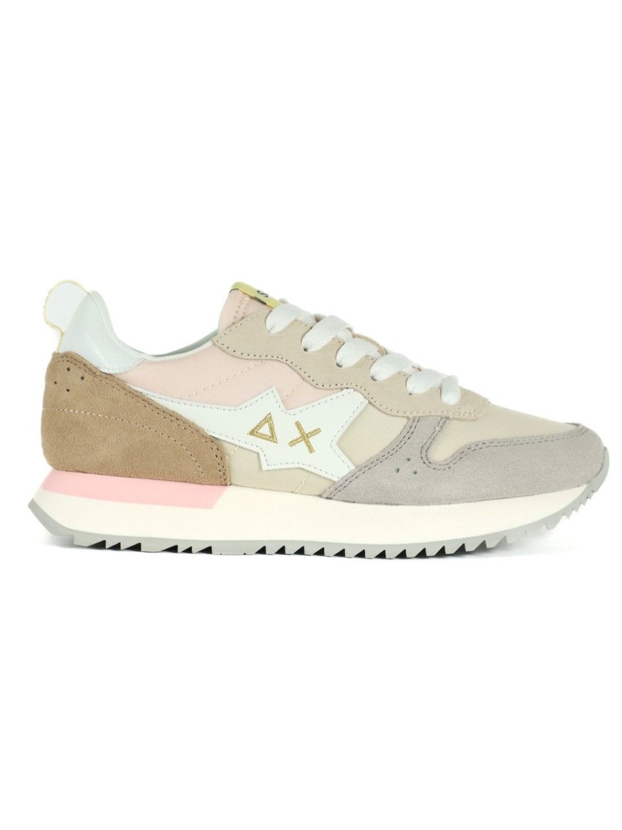 Donna SUN68 | Sneakers In Pelle E Tessuto Stargirl Multicolor Beige