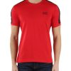 Uomo EA7 | T-Shirt In Cotone Con Inserti Stampa Logo Rosso