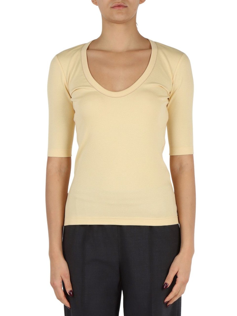 Donna FABIANA FILIPPI | T-Shirt In Cotone A Costine Giallo