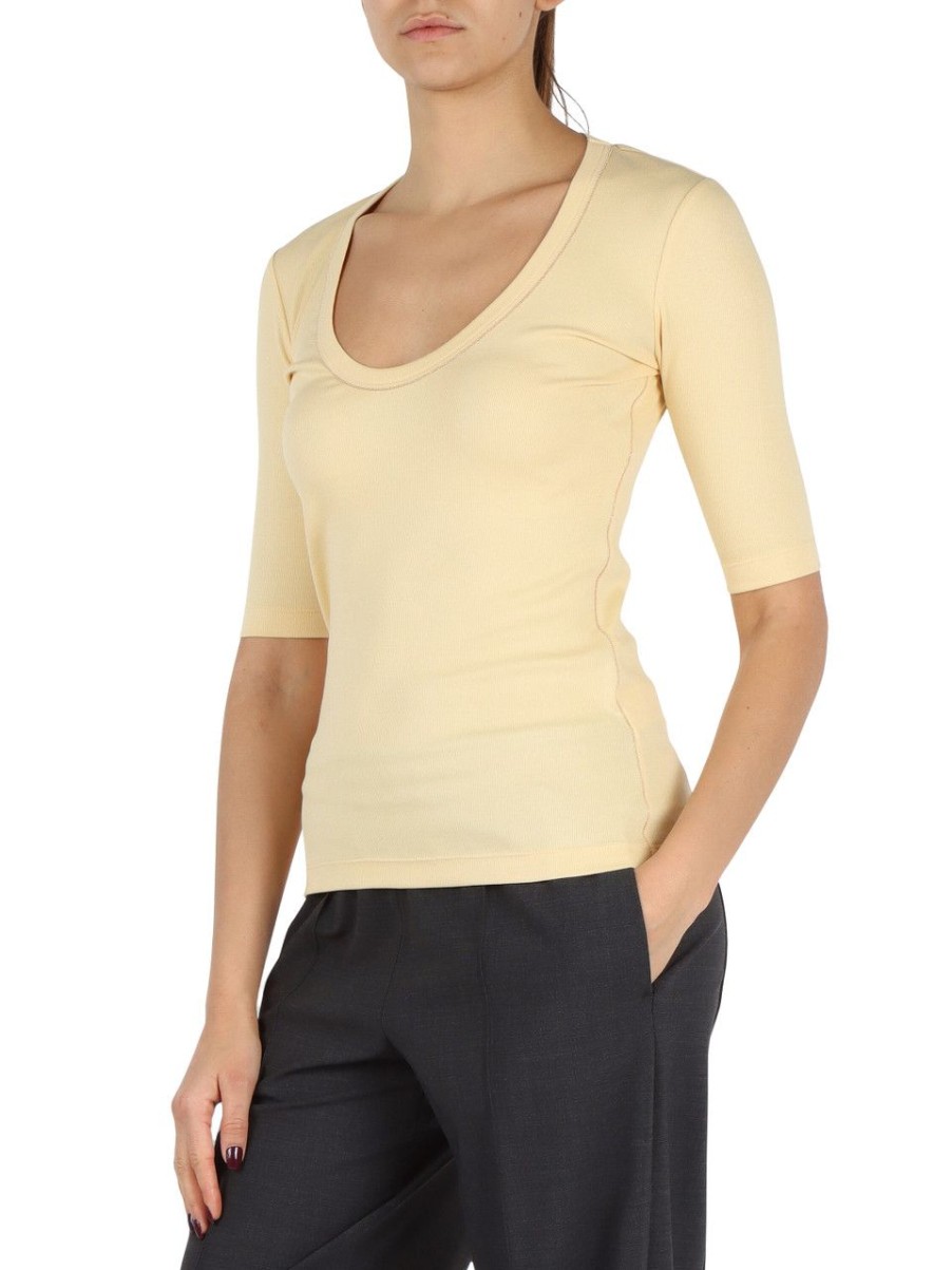 Donna FABIANA FILIPPI | T-Shirt In Cotone A Costine Giallo